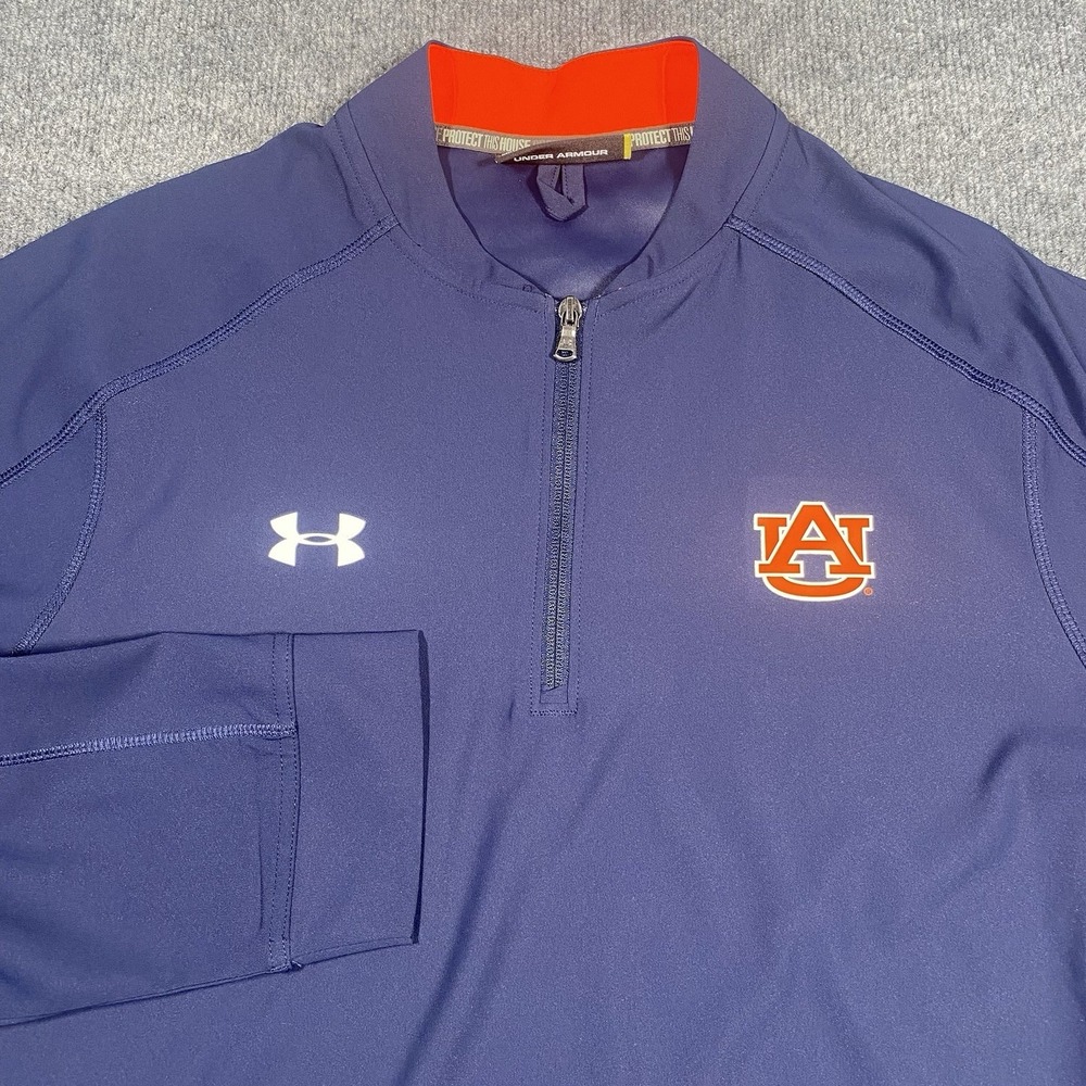 Auburn Tigers Under Armour 1/4 Zip Coaches Pullover Jacket Mens Large Stretch